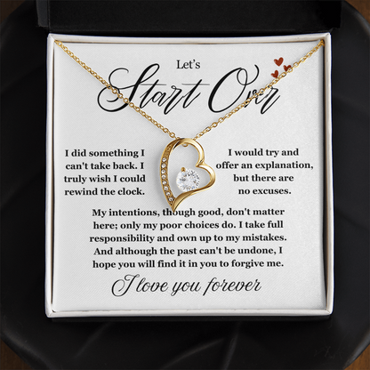 To My Love - Love Heart Necklace - Let's Start Over Message Card Gift