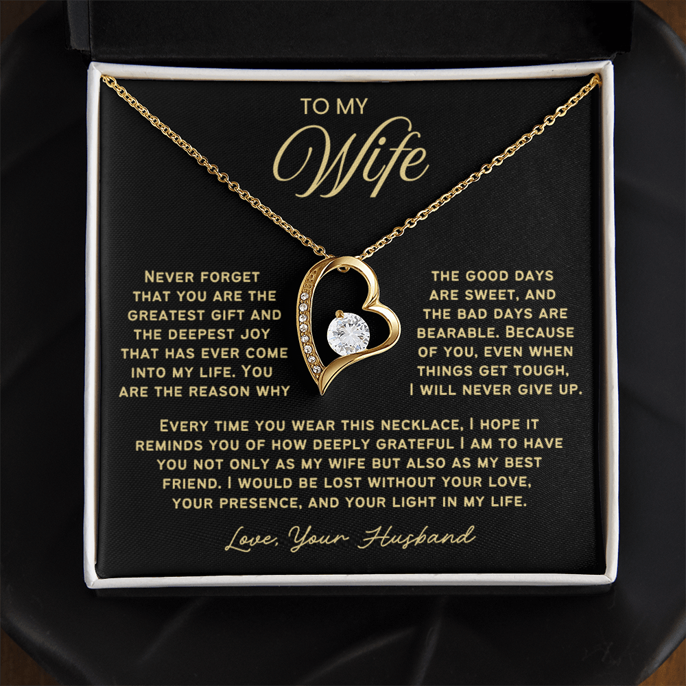 To My Wife - Love Heart Necklace - You Are the Greatest Gift from Husband