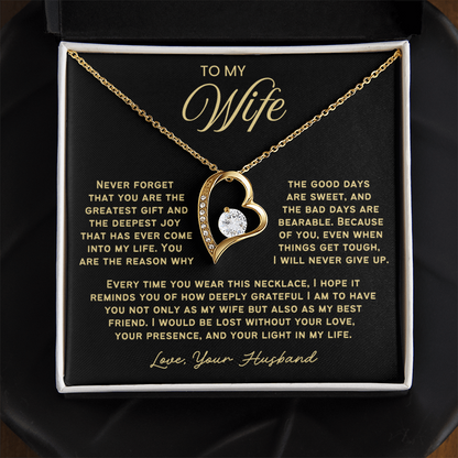 To My Wife - Love Heart Necklace - You Are the Greatest Gift from Husband