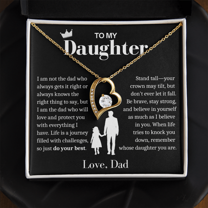 To My Daughter Necklace from Dad - Love Heart Necklace - Remember Whose Daughter You Are Gift