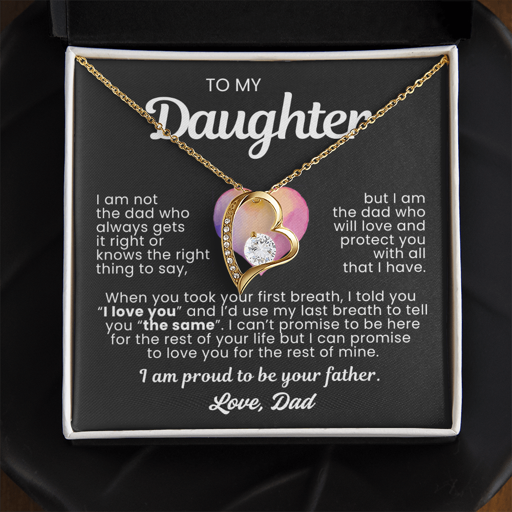 To My Daughter Necklace from Dad - Love Heart Necklace - Proud Father Message Card Gift