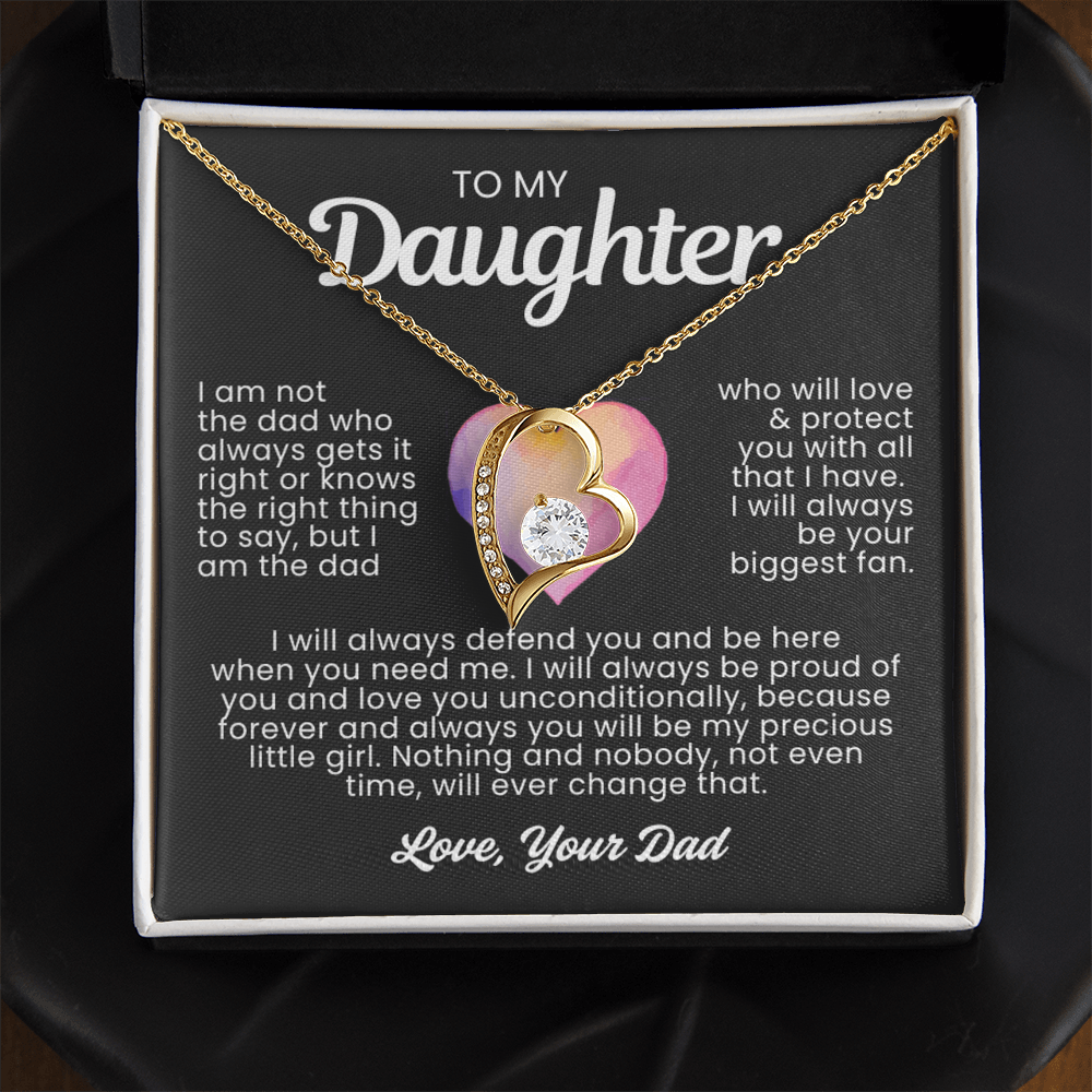 To My Daughter Necklace from Dad - Love Heart Necklace - Always Proud Of You Message Card Gift