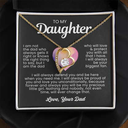 To My Daughter Necklace from Dad - Love Heart Necklace - Always Proud Of You Message Card Gift