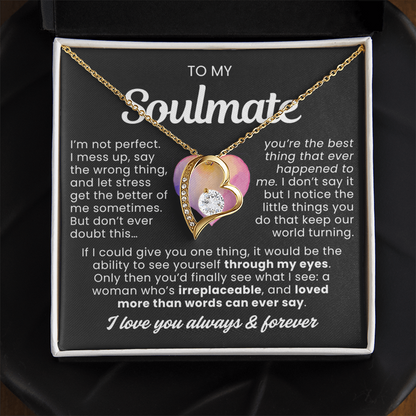 To My Soulmate - Love Heart Necklace -  Best Thing Message Card Gift from Husband