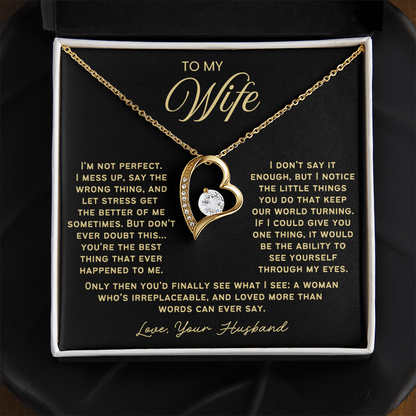 To My Wife - Love Heart Necklace - You Are Irreplaceable Valentine's Day Gift