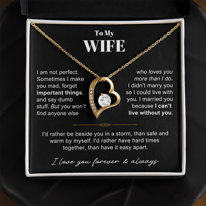 To My Wife - Love Heart Necklace - Rather Be Beside You Valentine's Day Gift
