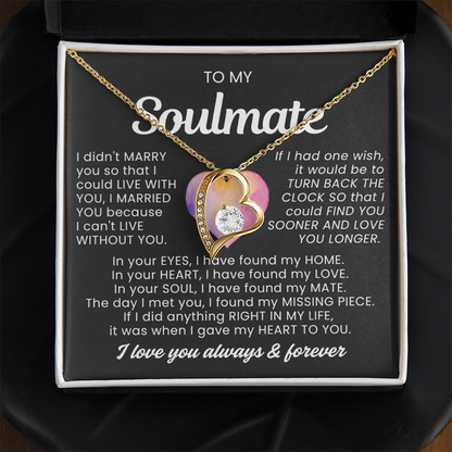 To My Soulmate - Love Heart Necklace -  Message Card Gift from Husband