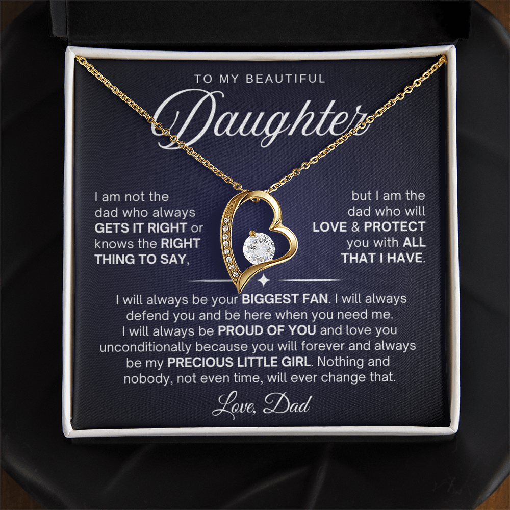 To My Daughter Necklace from Dad - Love Heart Necklace - Proud Of You Message Card Gift