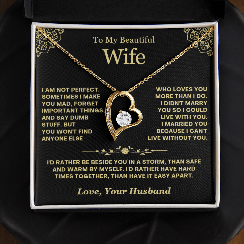 To My Wife - Love Heart Necklace - Rather Beside You Valentine's Day Gift