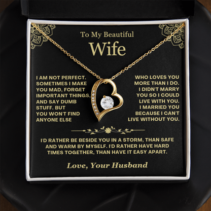 To My Wife - Love Heart Necklace - Rather Beside You Valentine's Day Gift