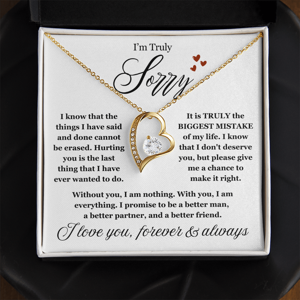 To My Love - Love Heart Necklace - I Am Sorry Message Card Gift