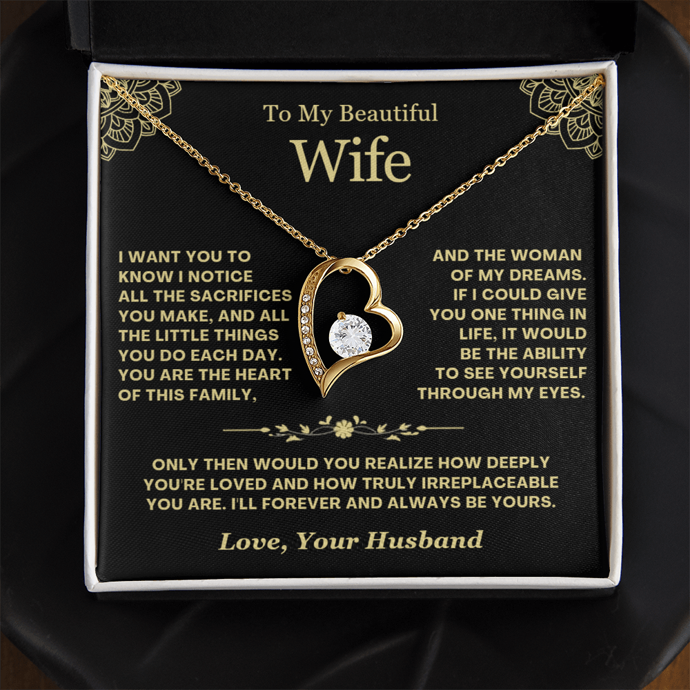 To My Wife - Love Heart Necklace - Greatest Gift Valentine's Day Gift