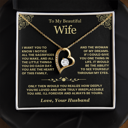 To My Wife - Love Heart Necklace - Greatest Gift Valentine's Day Gift