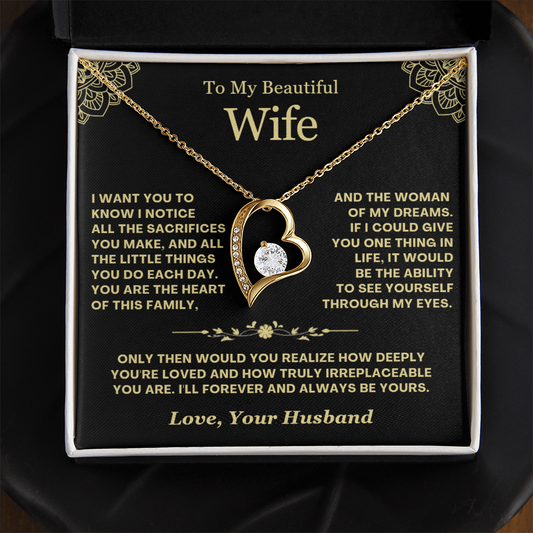 To My Wife - Love Heart Necklace - You Are Irreplaceable Valentine's Day Gift