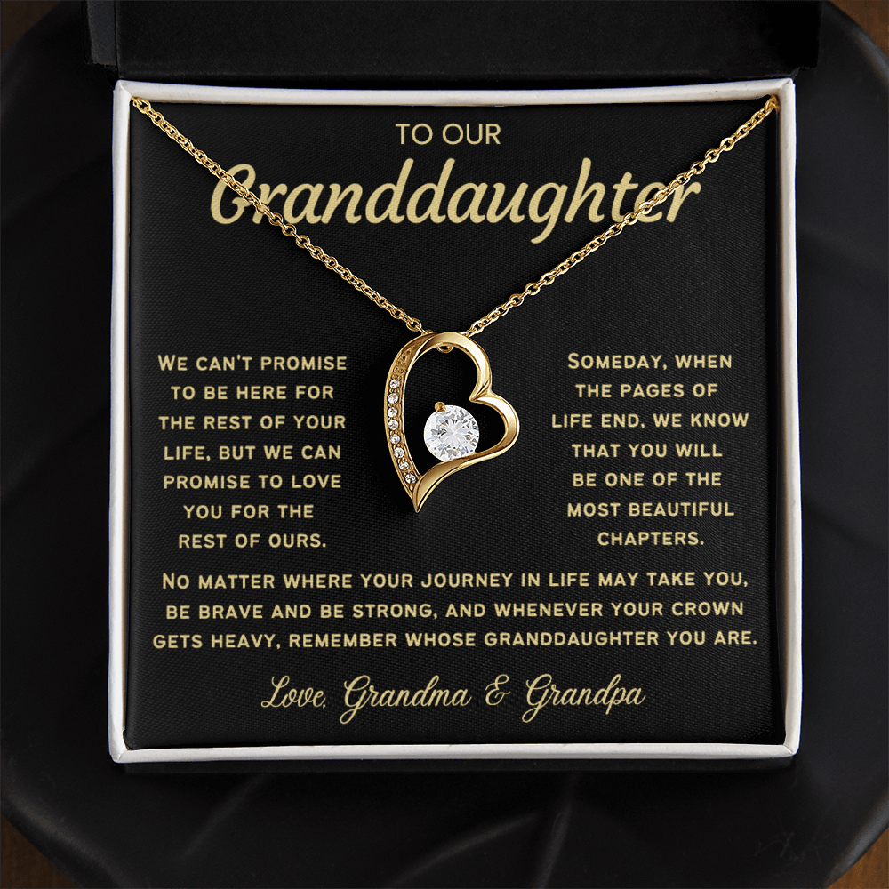 To My Granddaughter Necklace - Love Heart Necklace - Message Card Jewelry Gift