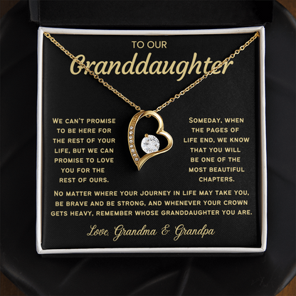 To My Granddaughter Necklace - Love Heart Necklace - Message Card Jewelry Gift