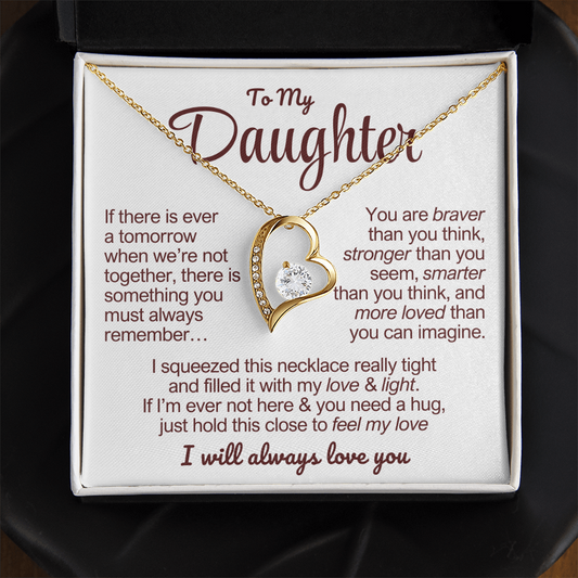 To My Daughter Necklace - Love Heart Necklace - Feel My Love Message Card Gift