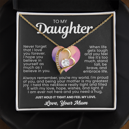 To My Daughter Necklace from Dad - Love Heart Necklace - You Are My World