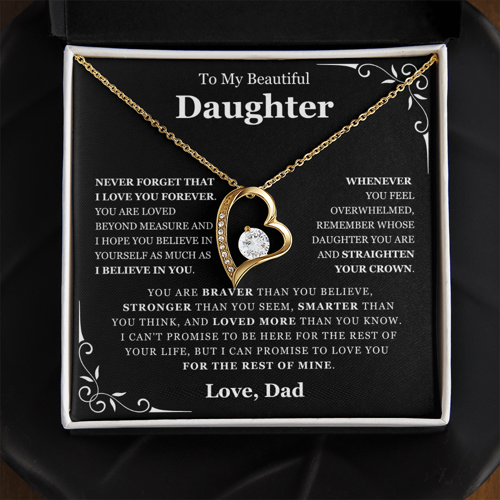 To My Daughter Necklace from Dad - Love Heart Necklace - Loved Beyond Measure Gift