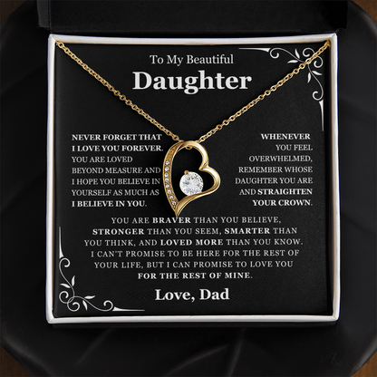 To My Daughter Necklace from Dad - Love Heart Necklace - Loved Beyond Measure Gift