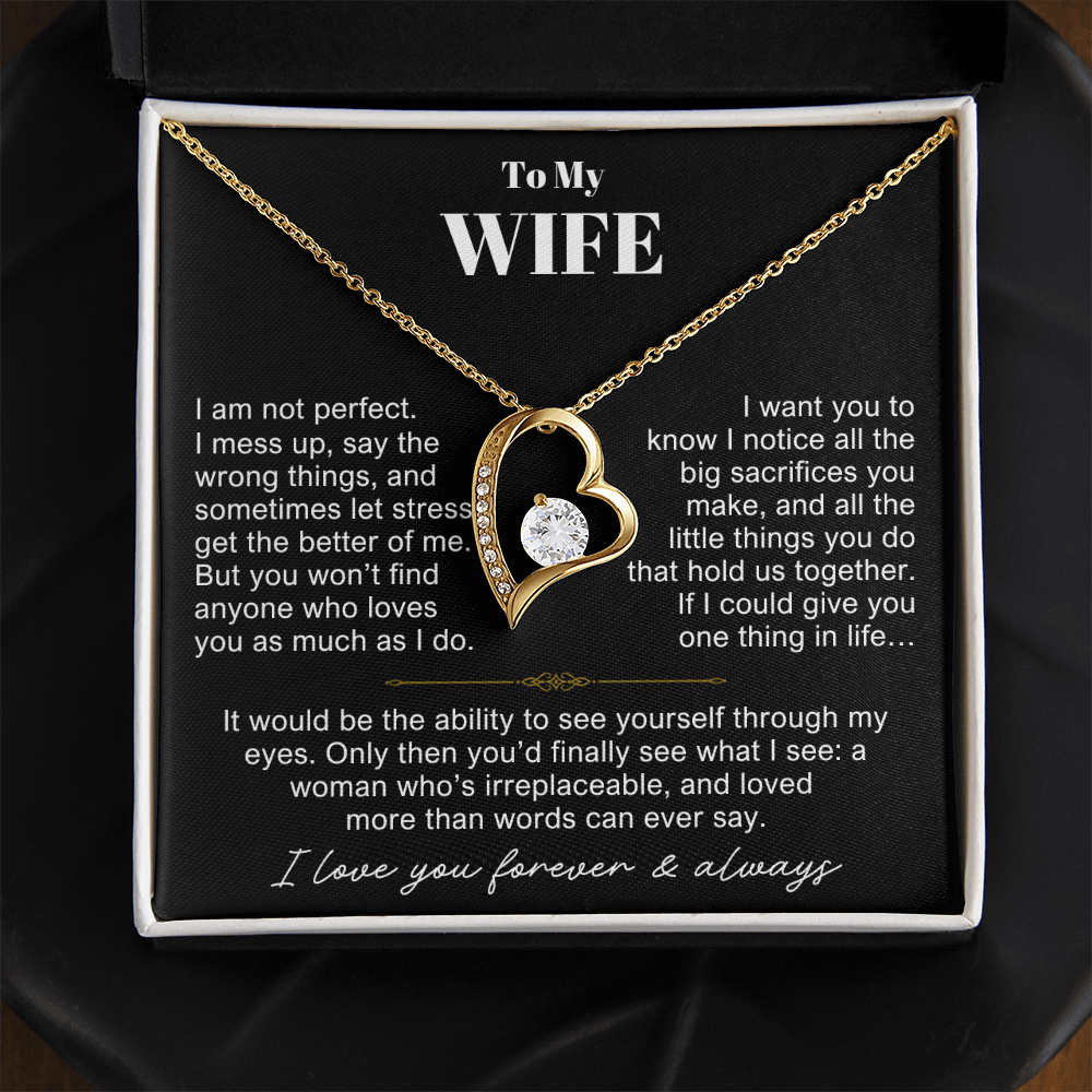 To My Wife - Love Heart Necklace - You Are Irreplaceable Message Card Gift