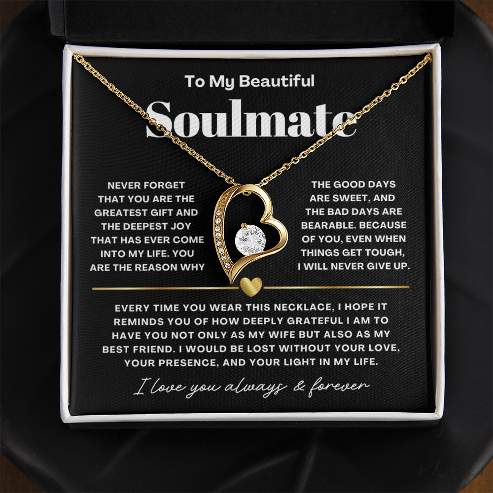 To My Soulmate - Love Heart Necklace - You Are the Greatest Gift from Husband