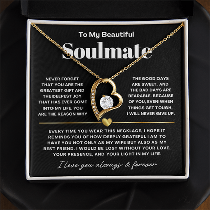 To My Soulmate - Love Heart Necklace - You Are the Greatest Gift from Husband