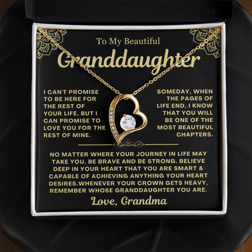 To My Granddaughter Necklace - Love Heart Necklace - Remember Whose Granddaughter You Are Message Card Jewelry Gift