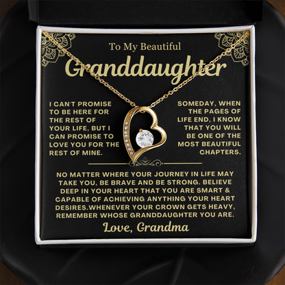 To My Granddaughter Necklace - Love Heart Necklace - Remember Whose Granddaughter You Are Message Card Jewelry Gift