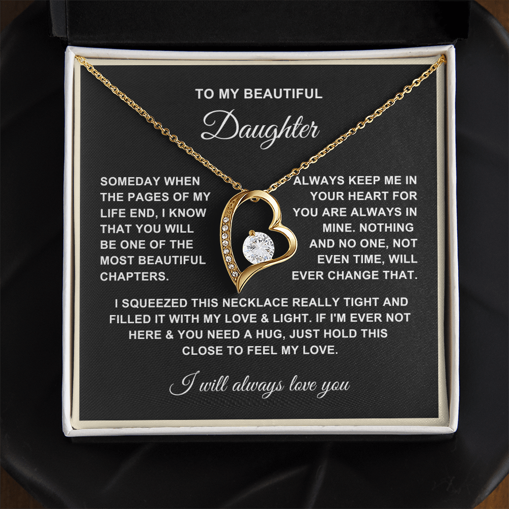 To My Daughter Necklace - Love Heart Necklace - Proud Of You Message Gift