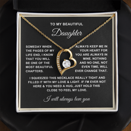To My Daughter Necklace - Love Heart Necklace - Proud Of You Message Gift