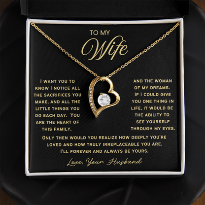 To My Wife - Love Heart Necklace - You Are Irreplaceable Valentine's Day Gift