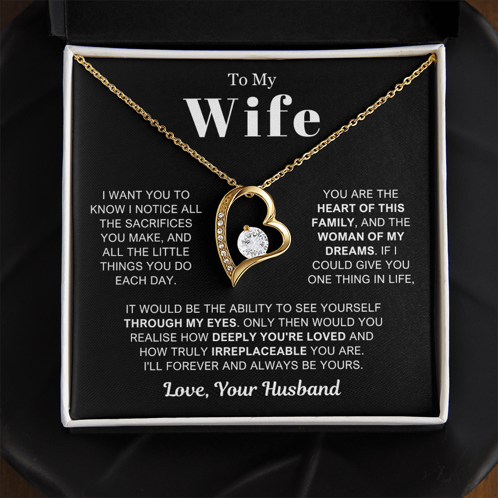 To My Wife - Love Heart Necklace - Woman of My Dreams Valentine's Day Gift