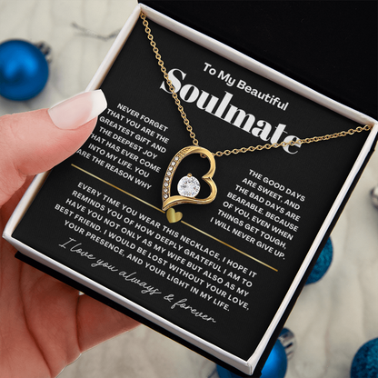 To My Soulmate - Love Heart Necklace - You Are the Greatest Gift from Husband