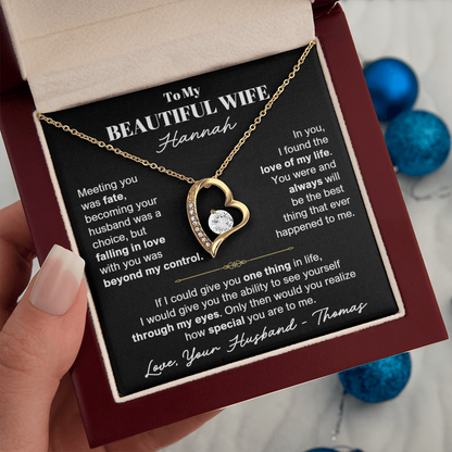 To My Wife - Love Heart Necklace - Personalizable Gift Set from Husband