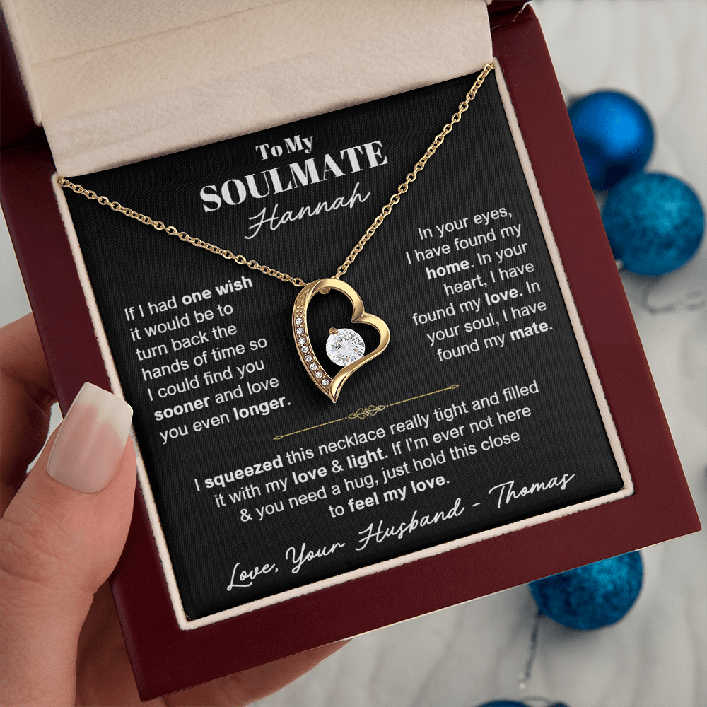 To My Soulmate - Love Heart Necklace - Personalizable Gift Set from Husband
