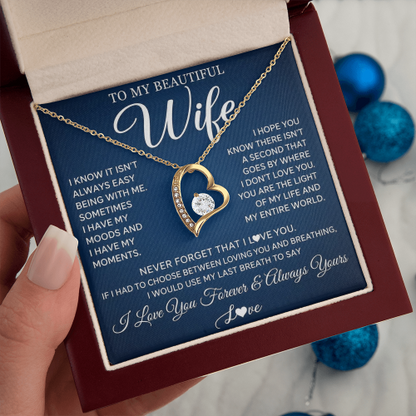 To My Wife - Love Heart Necklace - You Are My World Valentine's Day Gift