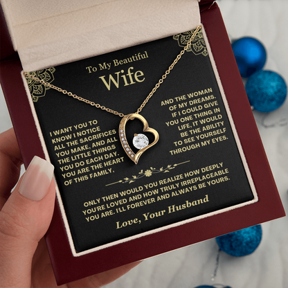 To My Wife - Love Heart Necklace - Greatest Gift Valentine's Day Gift