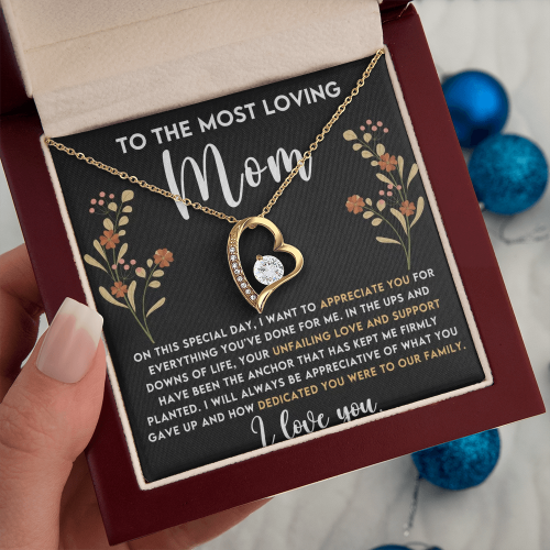 To My Mom - Love Heart Necklace - from Son Message Card Gift