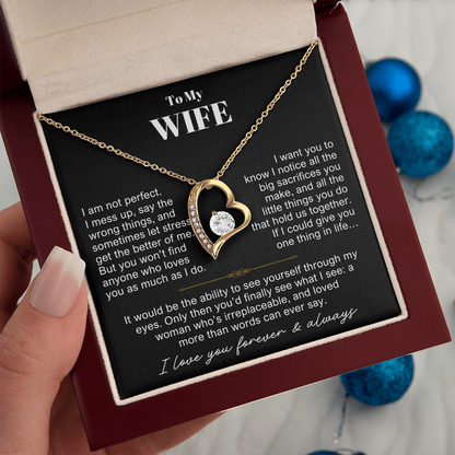 To My Wife - Love Heart Necklace - You Are Irreplaceable Message Card Gift
