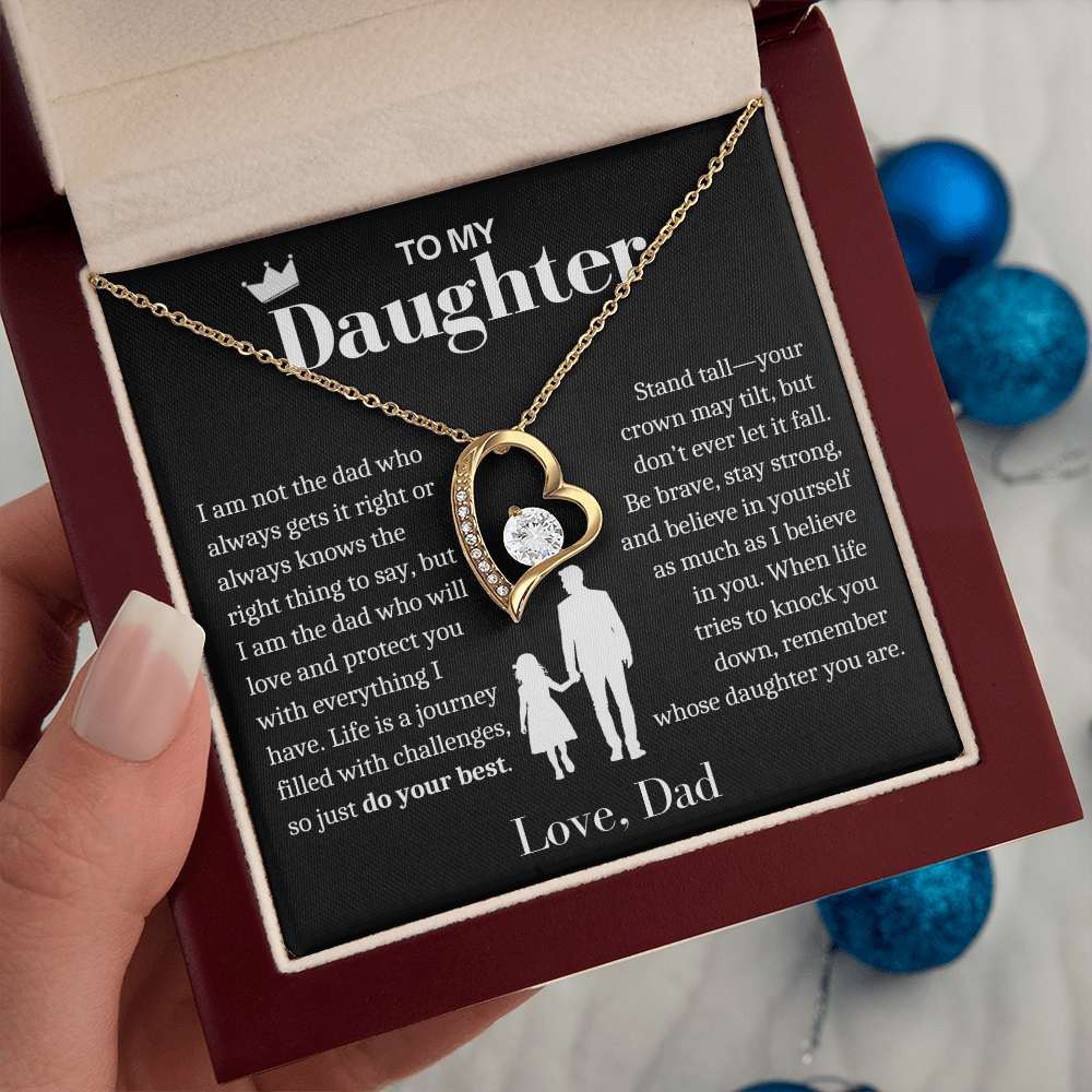 To My Daughter Necklace from Dad - Love Heart Necklace - Remember Whose Daughter You Are Gift