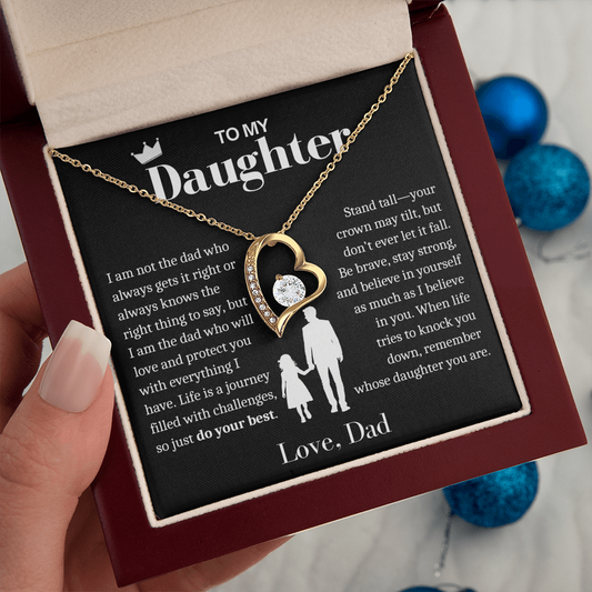To My Daughter Necklace from Dad - Love Heart Necklace - Remember Whose Daughter You Are Gift