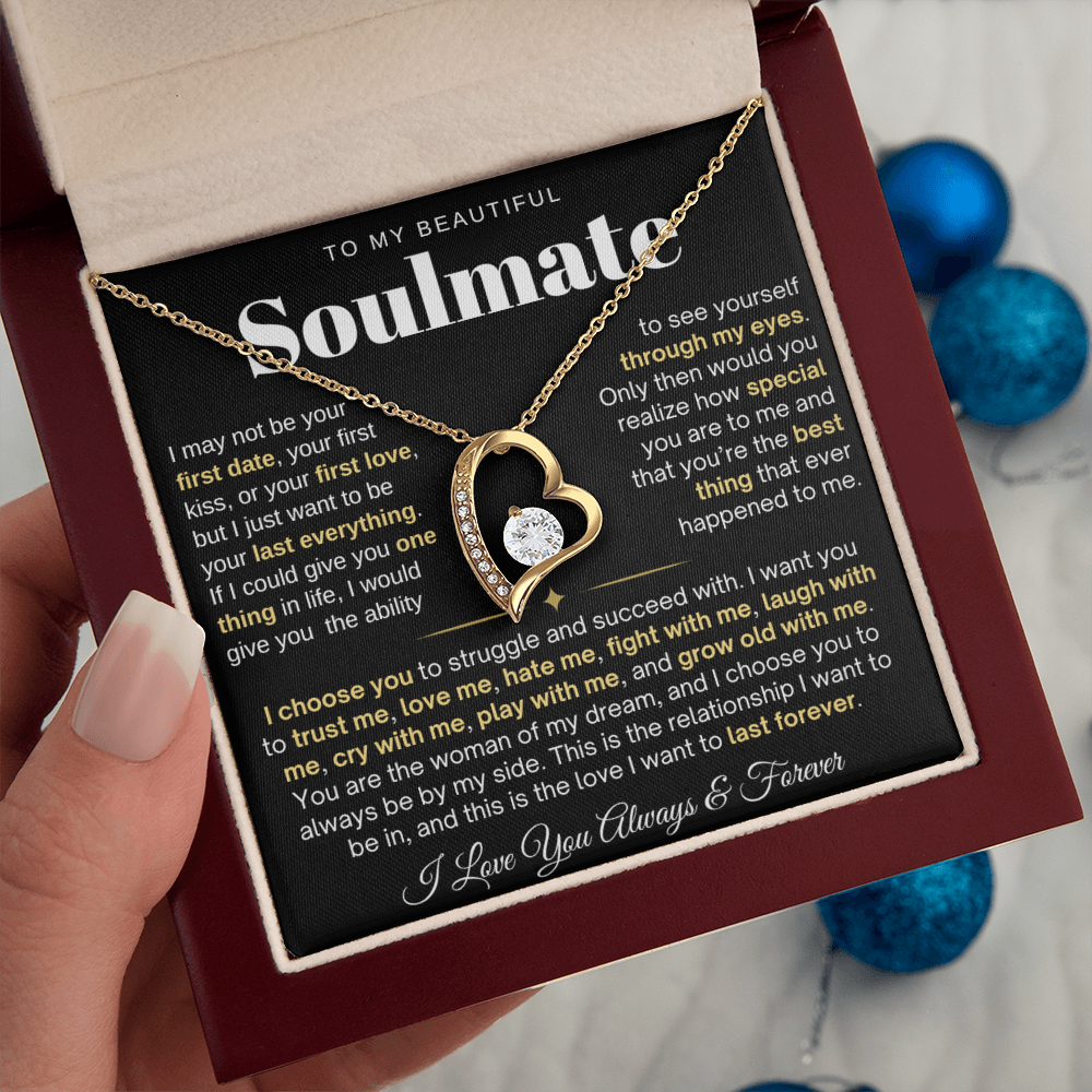 To My Soulmate Necklace - Love Heart Necklace - I Choose You