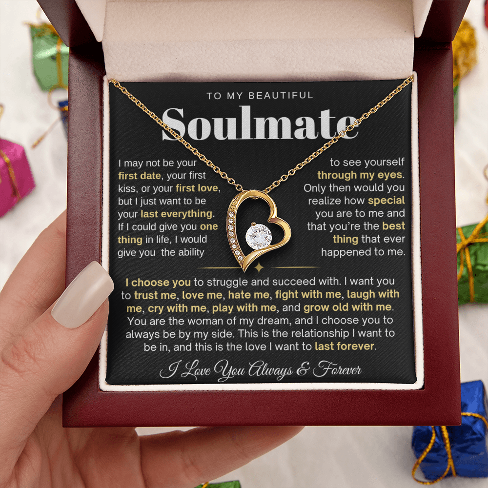 To My Soulmate Necklace - Love Heart Necklace - I Choose You