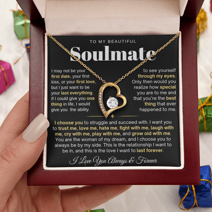 To My Soulmate Necklace - Love Heart Necklace - I Choose You