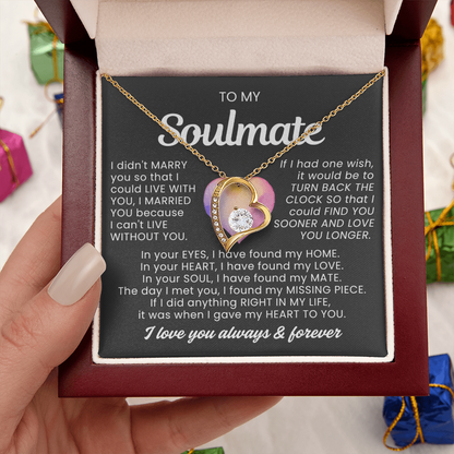 To My Soulmate - Love Heart Necklace -  Message Card Gift from Husband