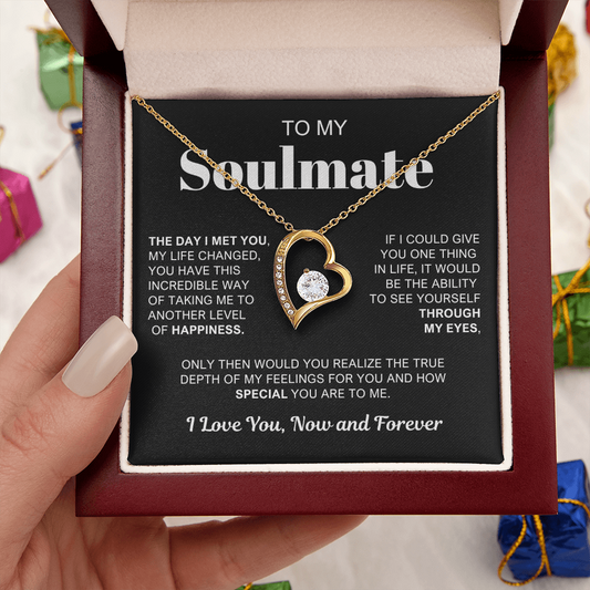 To My Soulmate - Love Heart Necklace -  You Are Special To Me Message Card Gift