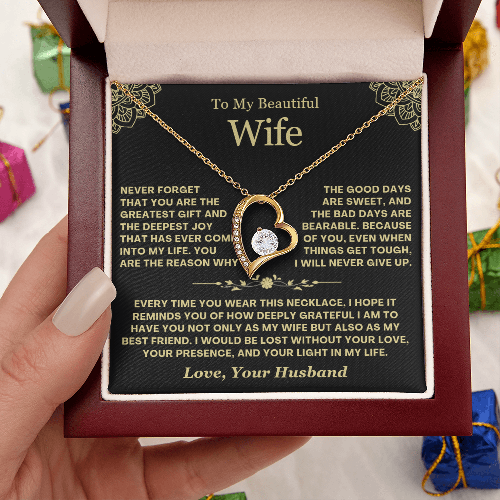 To My Wife - Love Heart Necklace - Greatest Gift Valentine's Day Gift