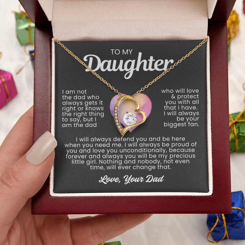 To My Daughter Necklace from Dad - Love Heart Necklace - Always Proud Of You Message Card Gift