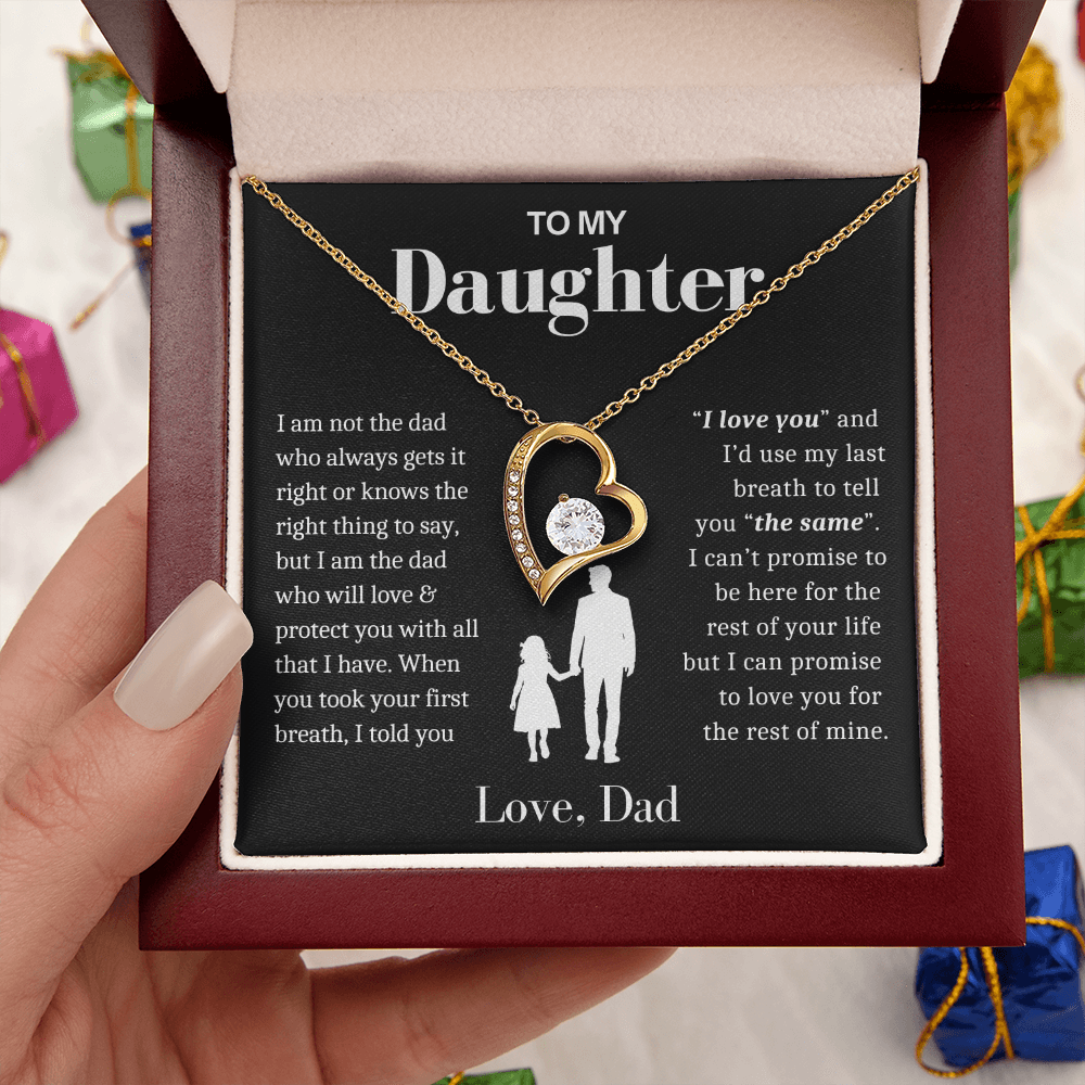 To My Daughter Necklace from Dad - Love Heart Necklace -  Always Loving You Message Card Gift